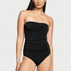 NEWPORT NEWS Women’s Black Mesh Bandeau One-Piece Swimsuit Sz 6